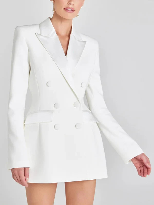 Veronica™ | Blazer Bianco Doppiopetto in Raso