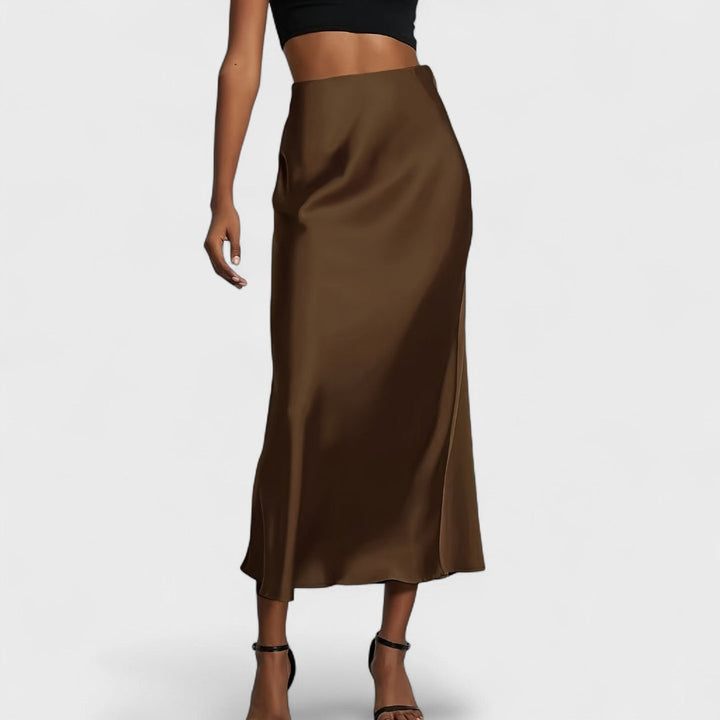 Gaia Luna™ | Gonna Midi in Raso a Vita Alta da Donna