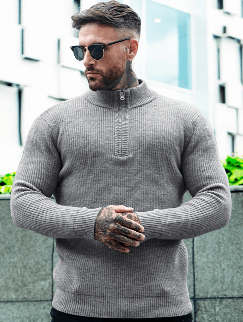 Amedeo™ | Maglione Valerio Zip in Maglia - Grigio