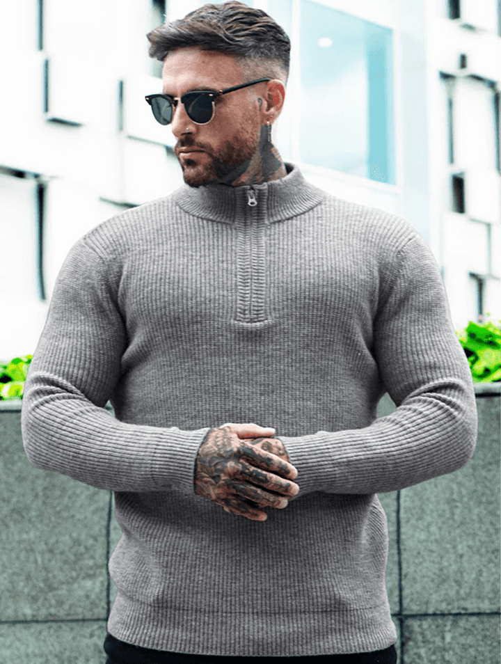 Amedeo™ | Maglione Valerio Zip in Maglia - Grigio