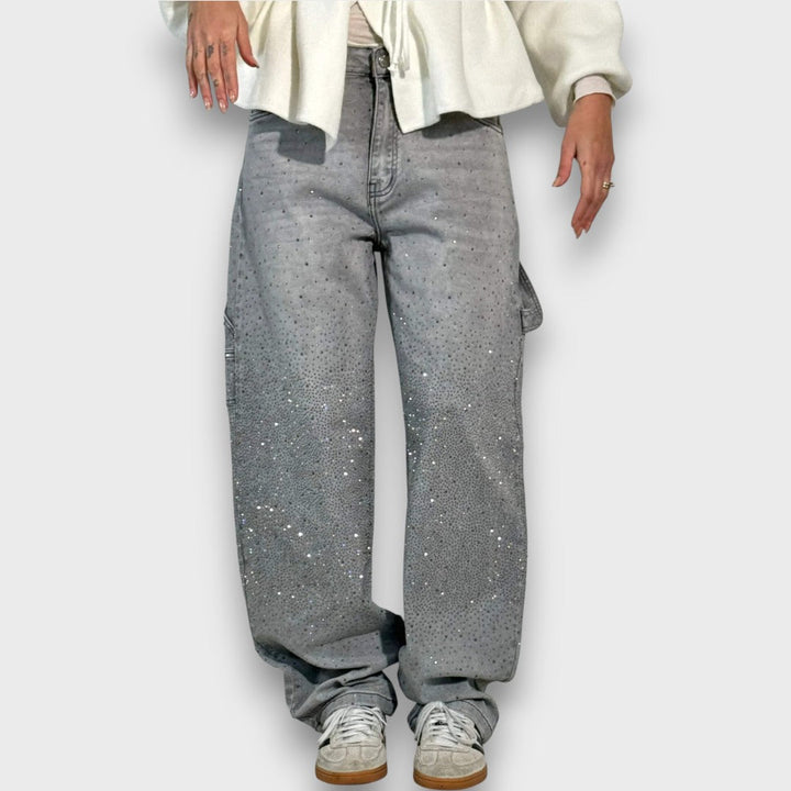 Rachele™ | Jeans con finitura scintillante e carattere urbano
