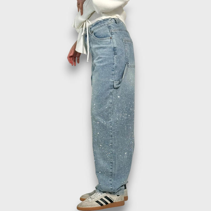 Rachele™ | Jeans con finitura scintillante e carattere urbano