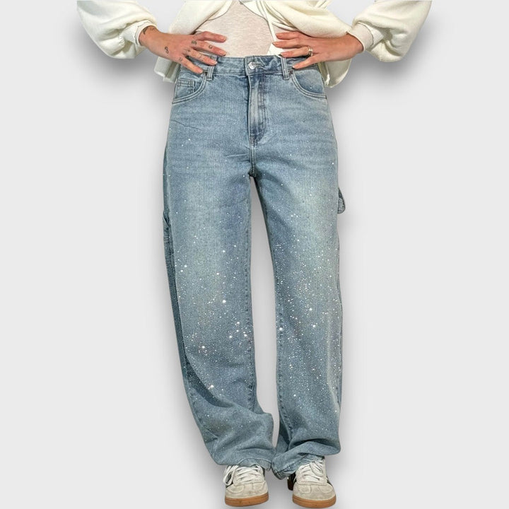 Rachele™ | Jeans con finitura scintillante e carattere urbano