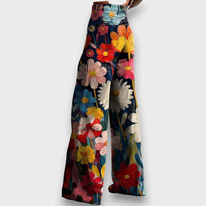 Nicole Rosa™ | Pantaloni larghi con anima floreale