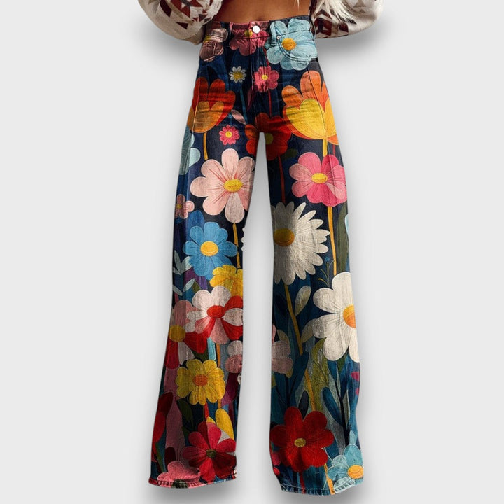 Nicole Rosa™ | Pantaloni larghi con anima floreale