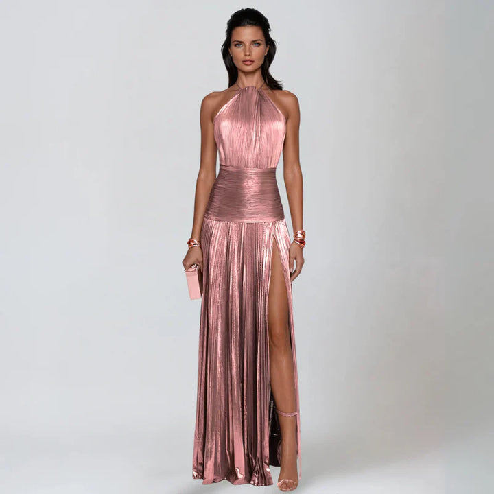 Gina™ | Vestito Halter Aperto sulla Schiena Metallico