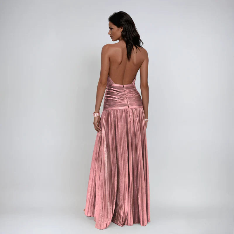 Gina™ | Vestito Halter Aperto sulla Schiena Metallico