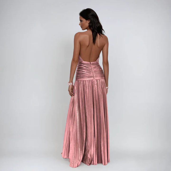 Gina™ | Vestito Halter Aperto sulla Schiena Metallico
