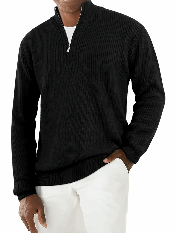 Alberto™ | Maglione Valerio Zip in Maglia - Nero