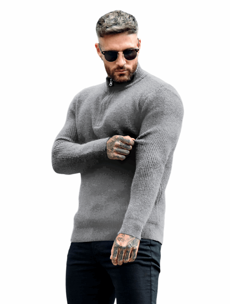 Amedeo™ | Maglione Valerio Zip in Maglia - Grigio