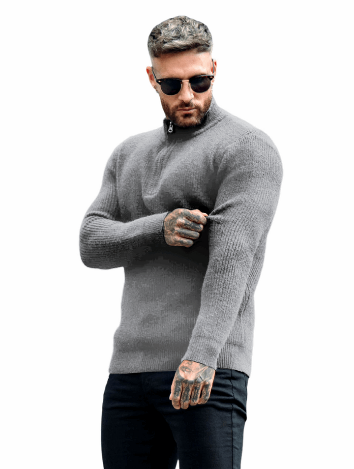Amedeo™ | Maglione Valerio Zip in Maglia - Grigio
